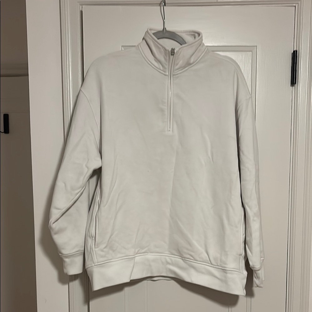 Athleta White Quarter-Zip Pullover